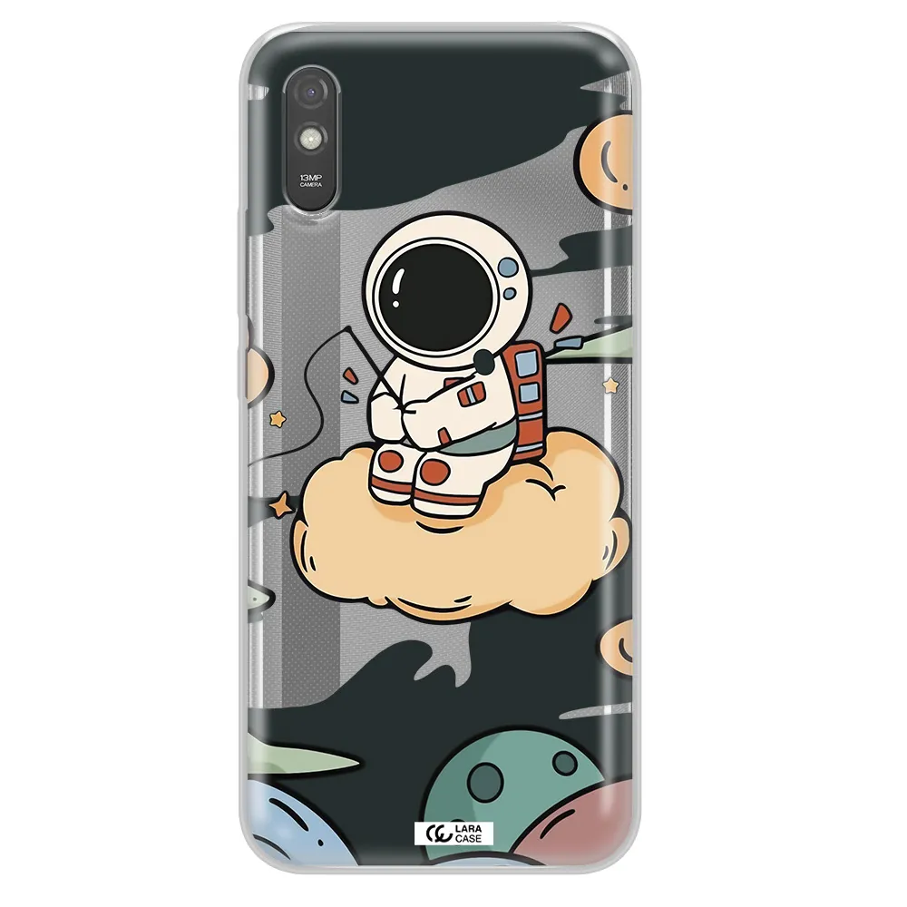a cartoon astronaut sitting on a cloud Xiaomi Redmi 9A Clear TPU Case