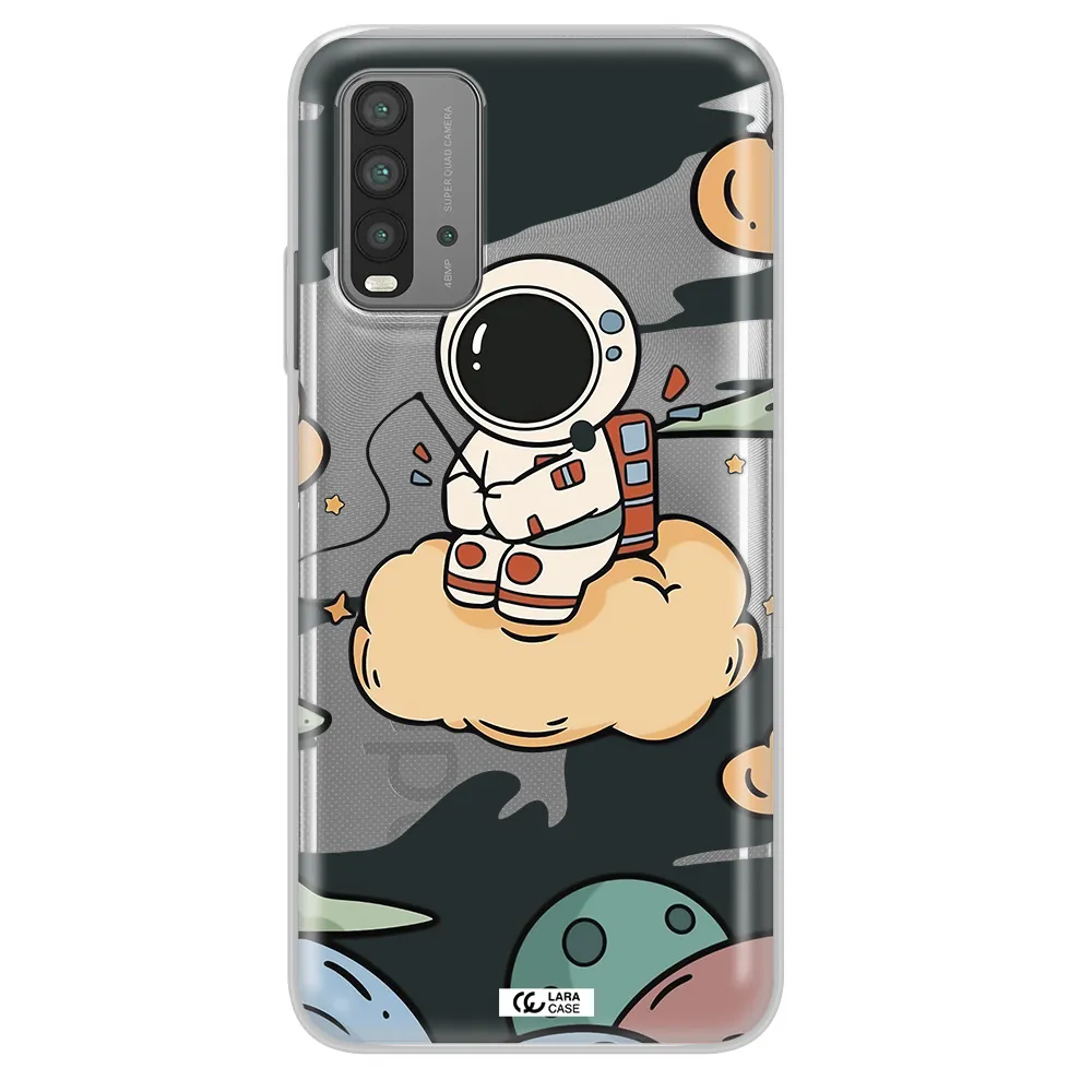 a cartoon astronaut sitting on a cloud Xiaomi Redmi 9T Clear TPU Case