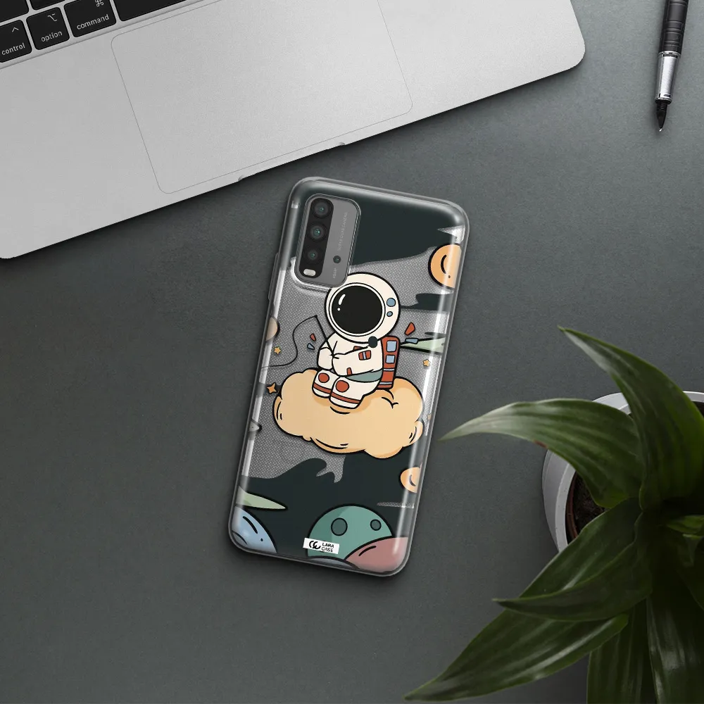 a cartoon astronaut sitting on a cloud Xiaomi Redmi 9T Clear TPU Case