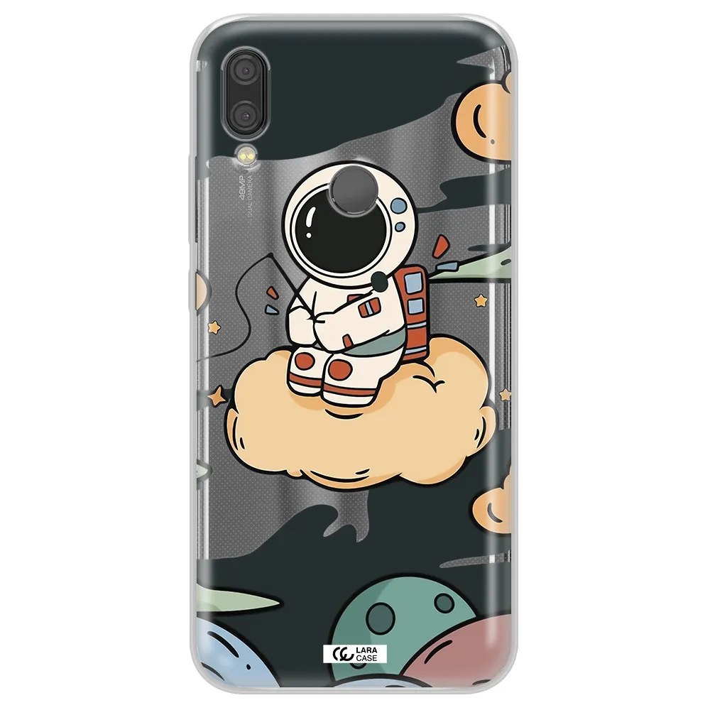 a cartoon astronaut sitting on a cloud Xiaomi Redmi Note 7 Clear TPU Case