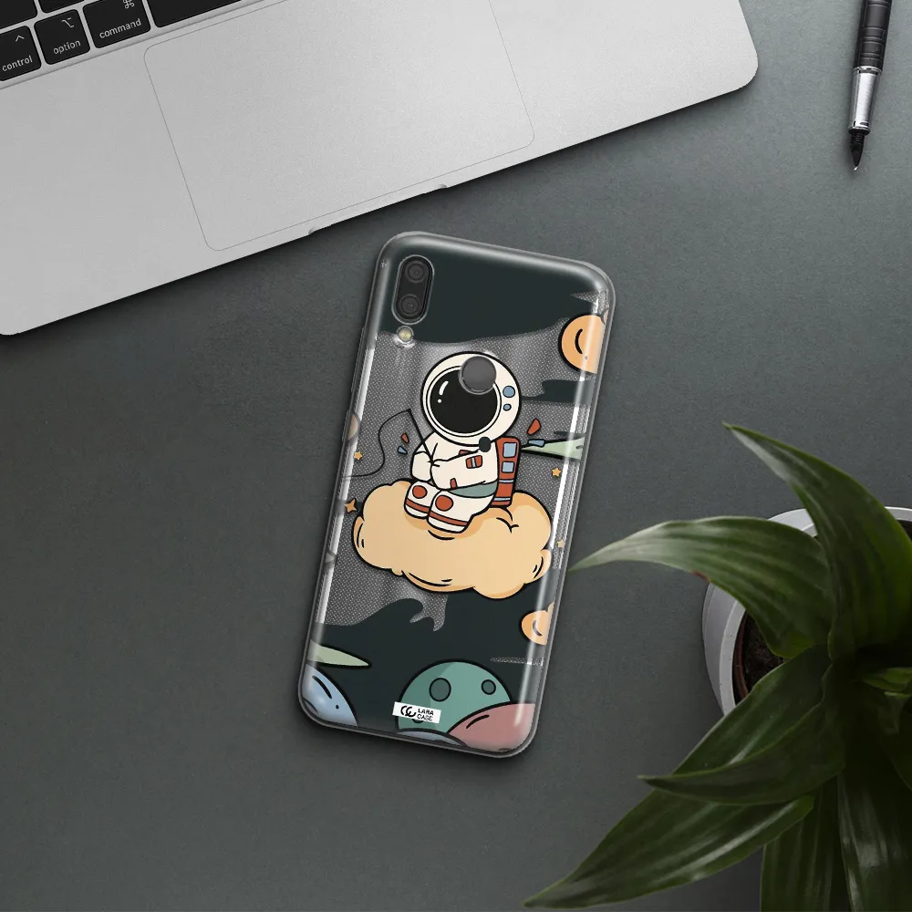 a cartoon astronaut sitting on a cloud Xiaomi Redmi Note 7 Clear TPU Case