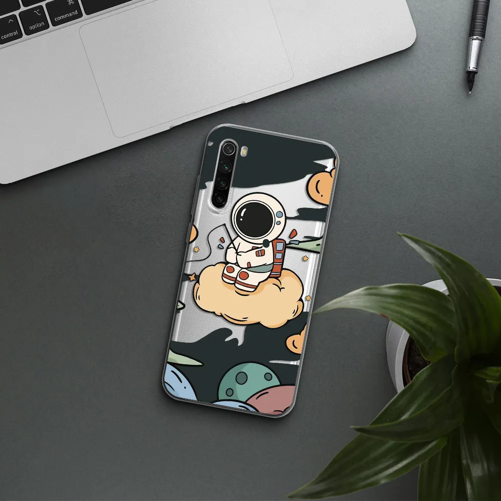 A Cartoon Astronaut Sitting On A Cloud Xiaomi Redmi Note 8T Clear Tpu Case