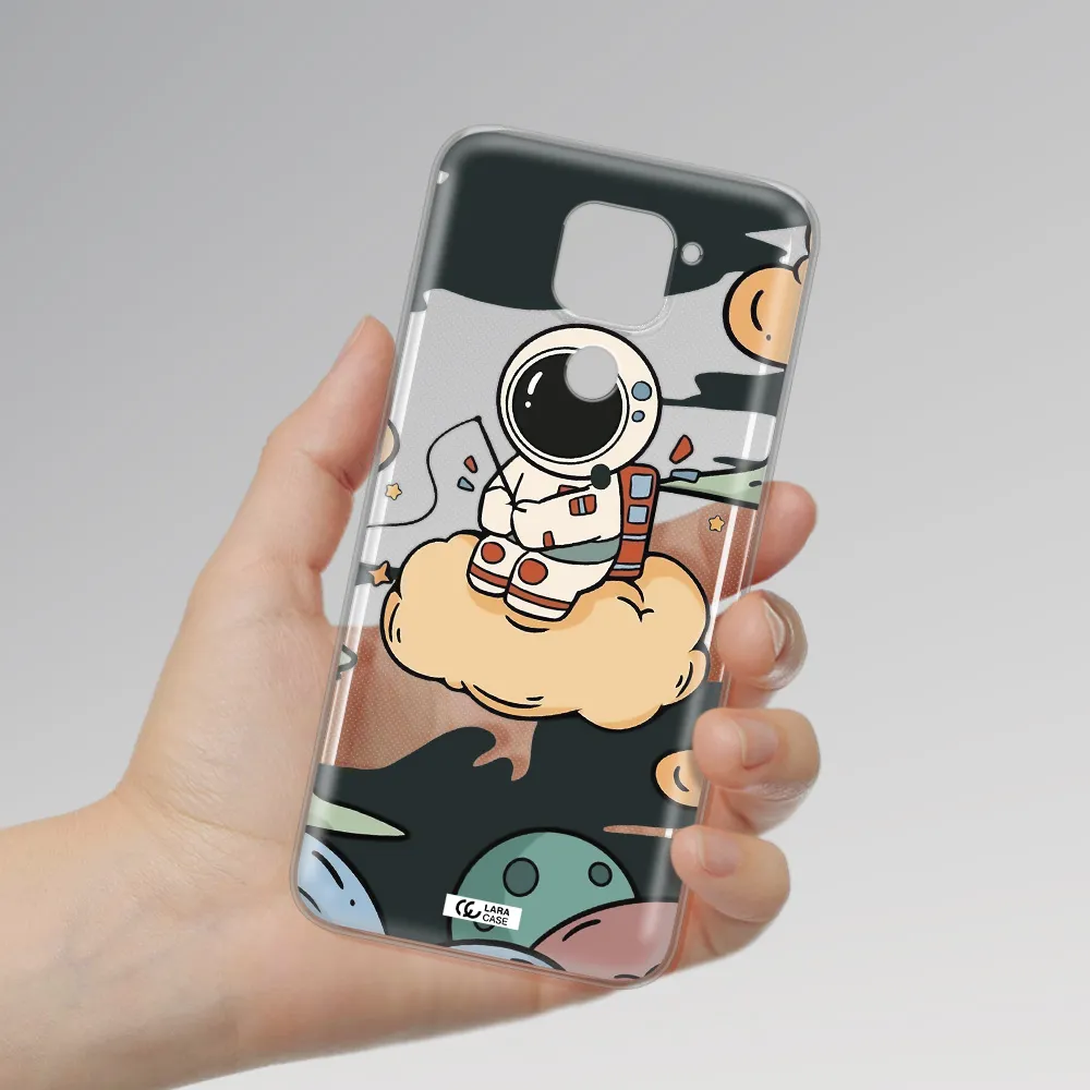 a cartoon astronaut sitting on a cloud Xiaomi Redmi Note 9 Clear TPU Case