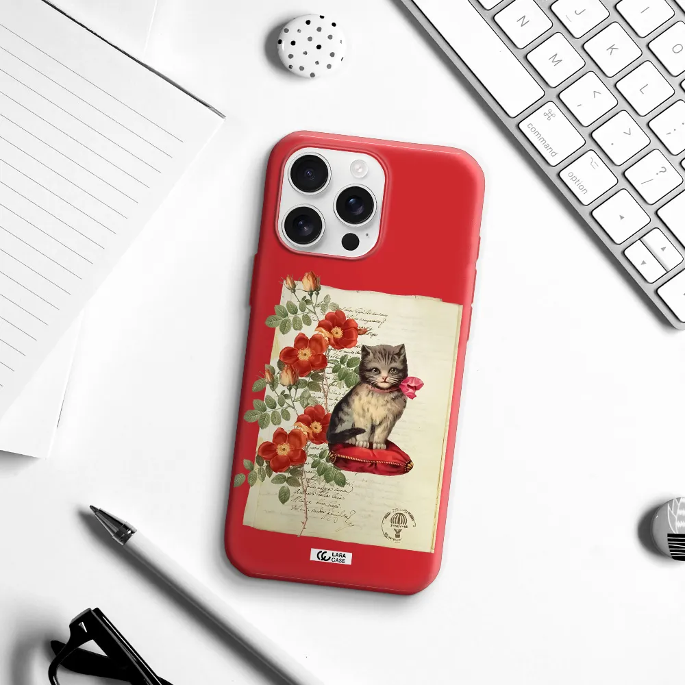 A Cat On A Pillow With Flowers Apple Iphone 16 Pro Max Silicone Stone Case