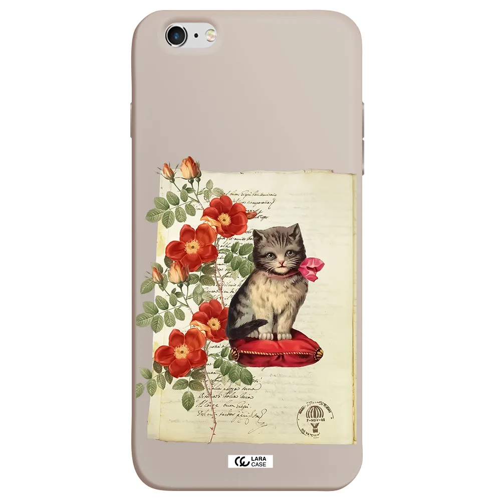 a cat on a pillow with flowers Apple iPhone 6 plus Silicone Stone Case