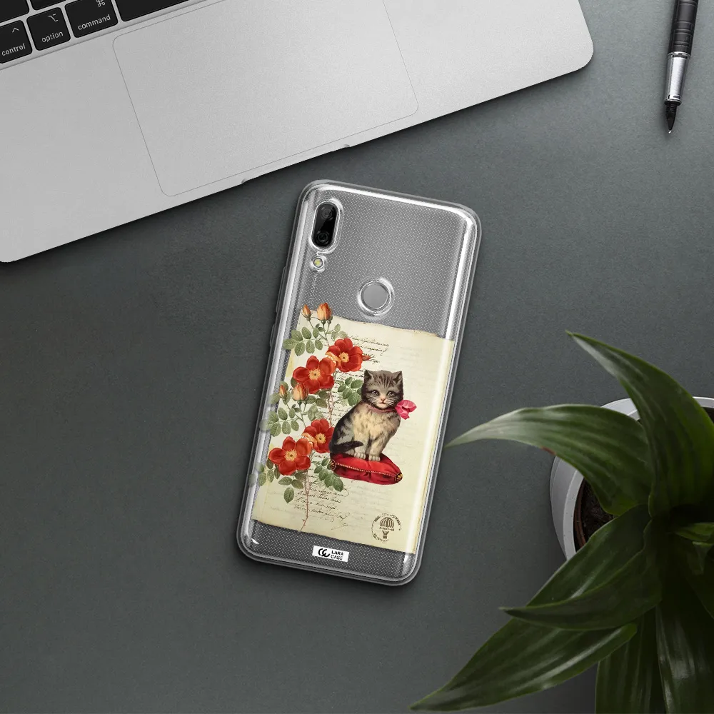 a cat on a pillow with flowers Huawei P Smart Z Clear TPU Case