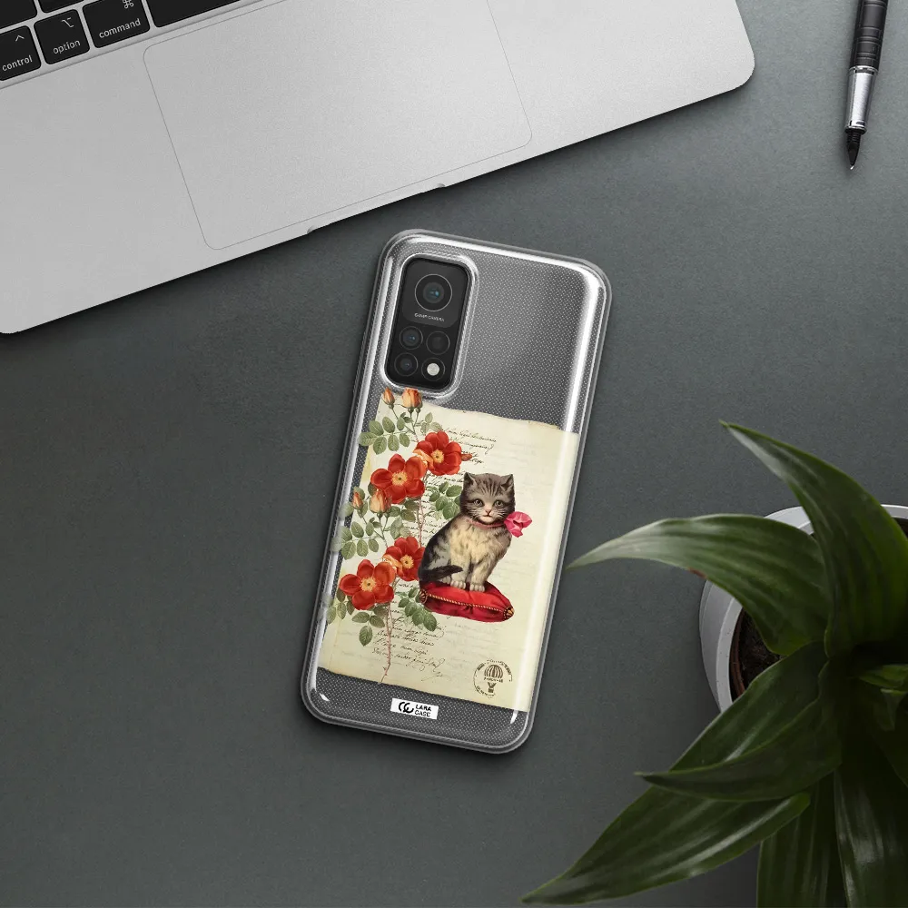 a cat on a pillow with flowers Xiaomi Mi 10T Clear TPU Case