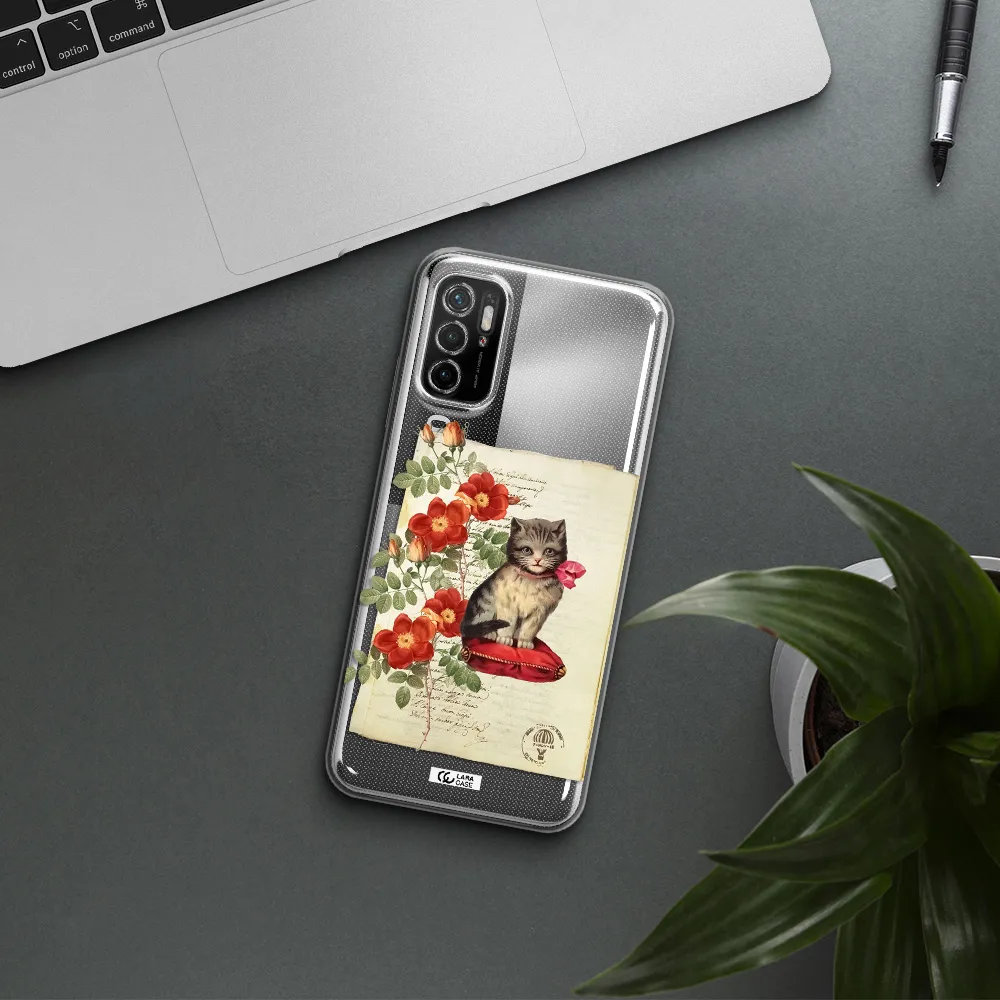 A Cat On A Pillow With Flowers Xiaomi Poco M3 Pro Clear Tpu Case