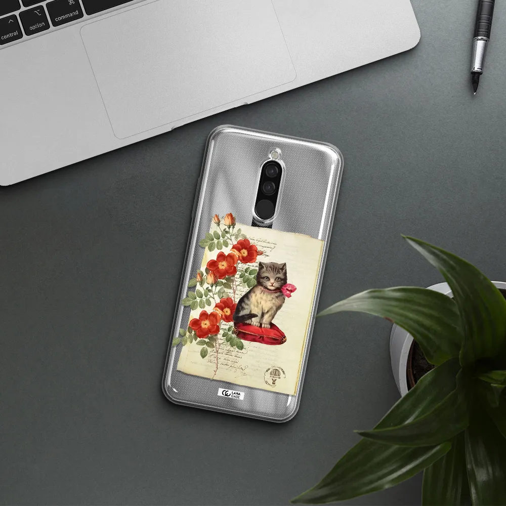A Cat On A Pillow With Flowers Xiaomi Redmi 8 Clear Tpu Case