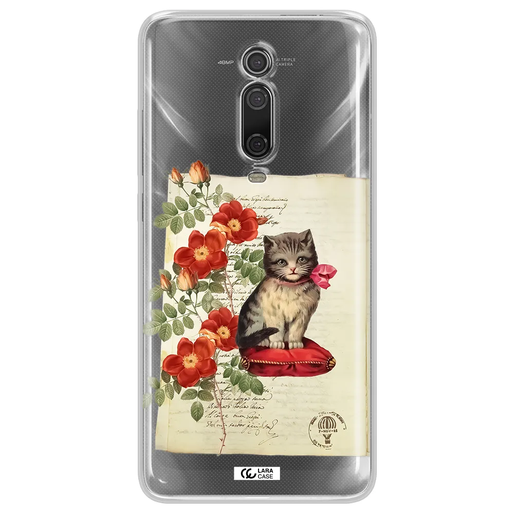 A Cat On A Pillow With Flowers Xiaomi Redmi K20 Clear Tpu Case