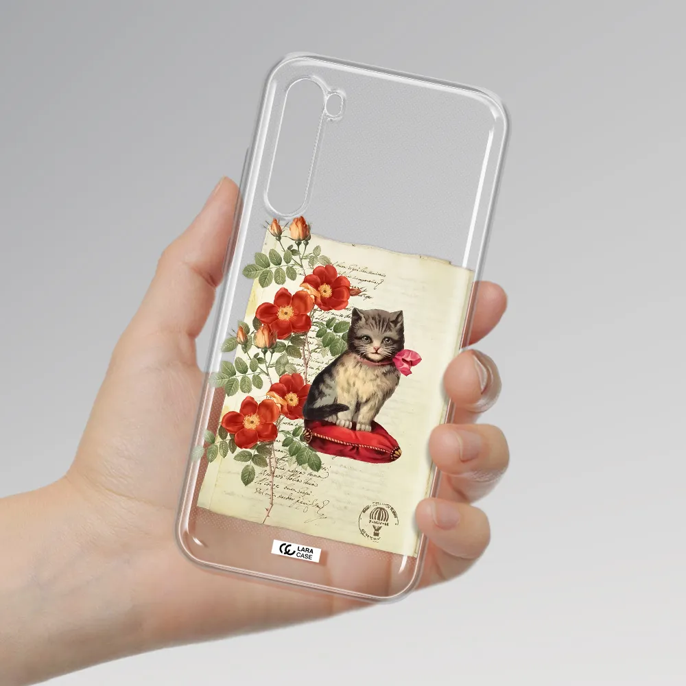 A Cat On A Pillow With Flowers Xiaomi Redmi Note 8T Clear Tpu Case