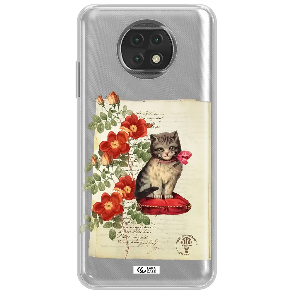 A Cat On A Pillow With Flowers Xiaomi Redmi Note 9T Clear Tpu Case
