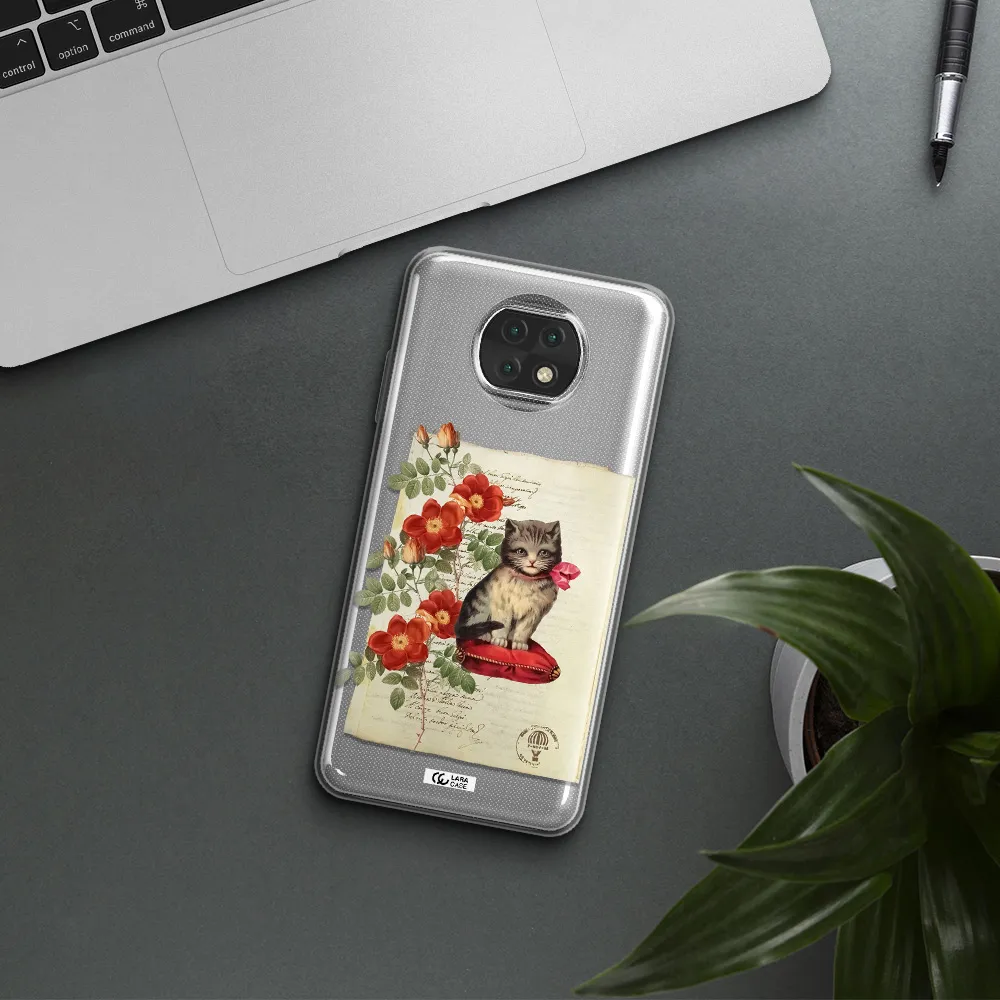 A Cat On A Pillow With Flowers Xiaomi Redmi Note 9T Clear Tpu Case