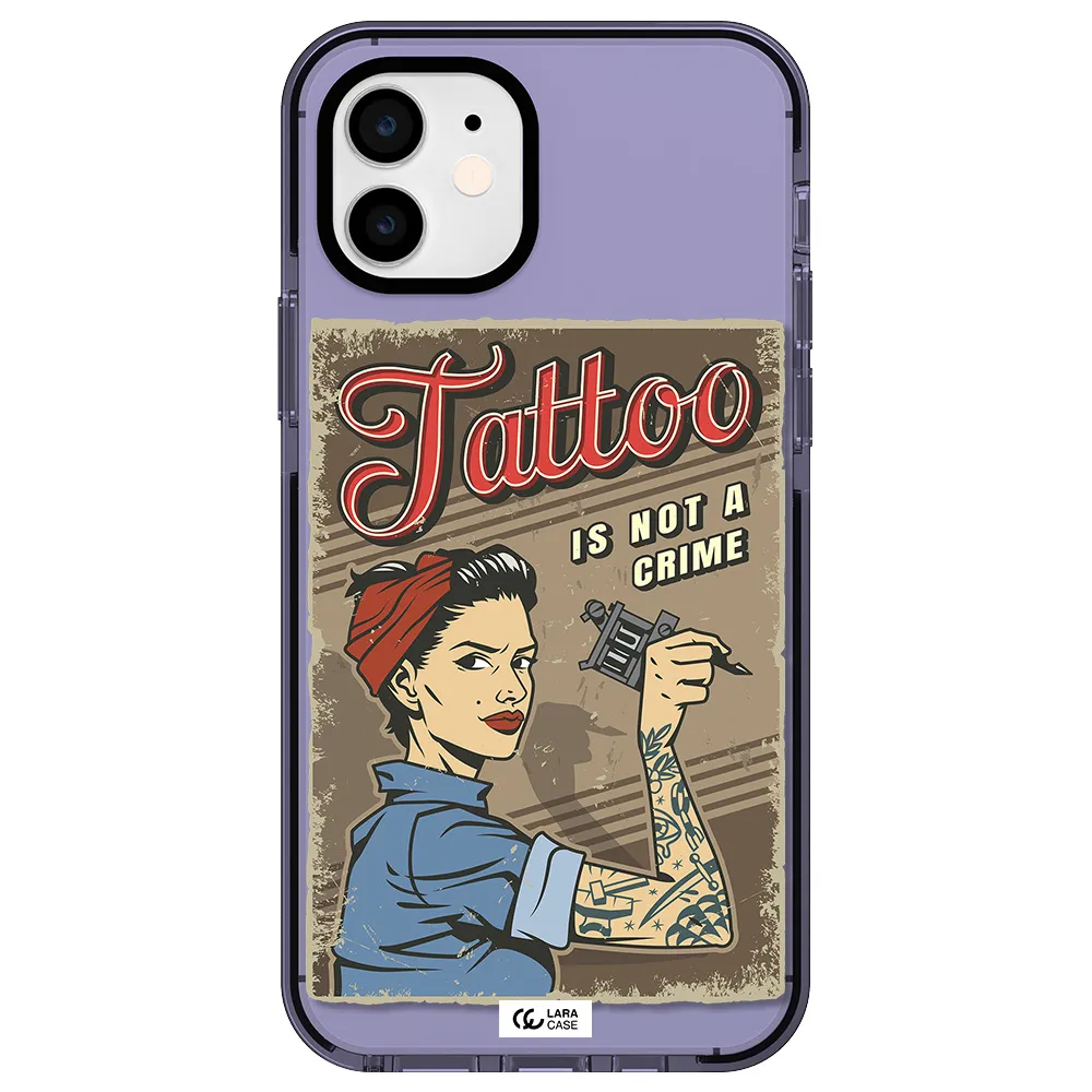 a woman with tattoo on her arm Apple iPhone 11 impact Lilac Case