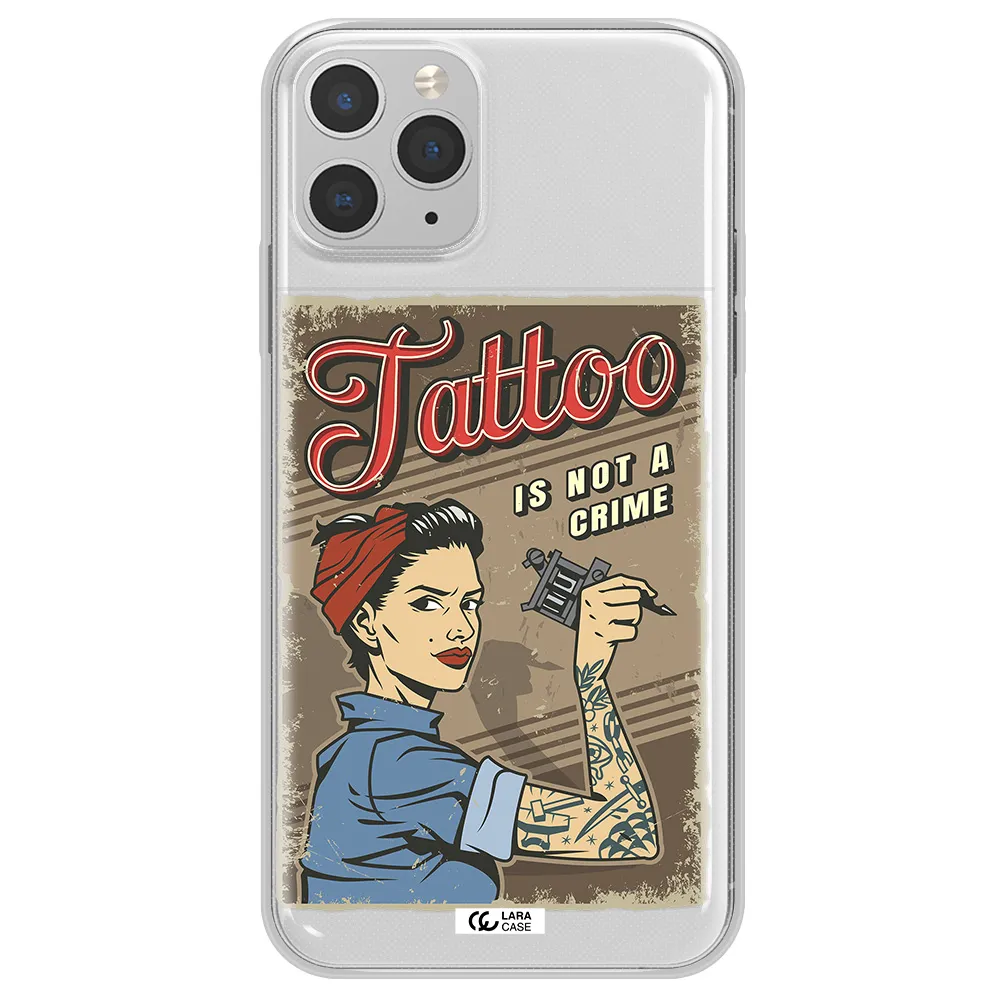 a woman with tattoo on her arm Apple iPhone 11 pro Clear TPU Case