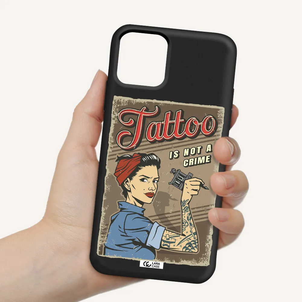 a woman with tattoo on her arm Apple iPhone 11 pro Silicone black Case