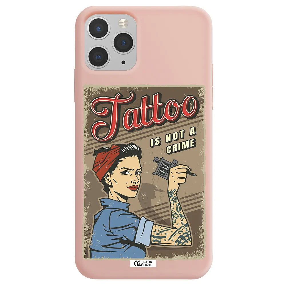 a woman with tattoo on her arm Apple iPhone 11 pro Silicone pastel pink Case