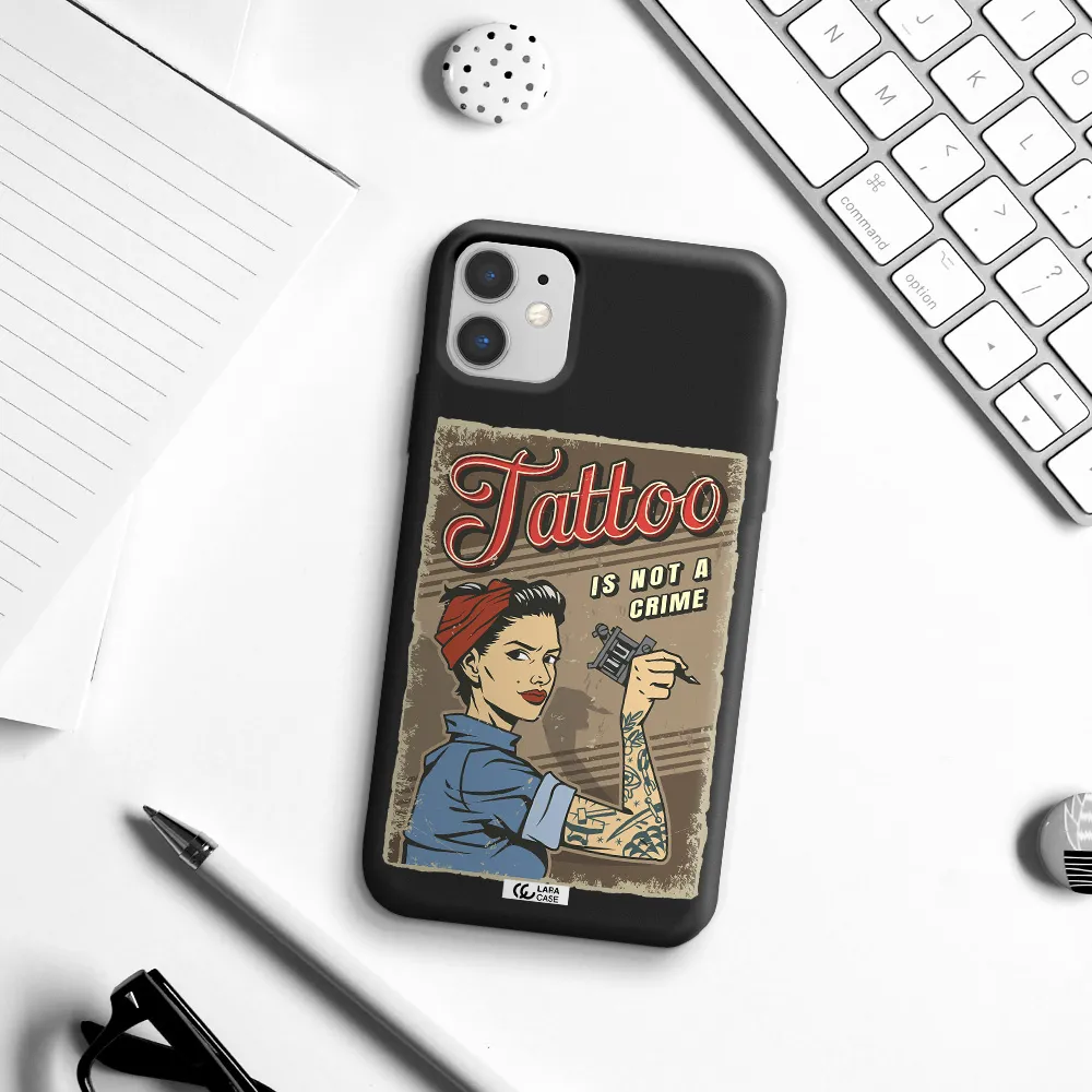 a woman with tattoo on her arm Apple iPhone 11 Silicone black Case