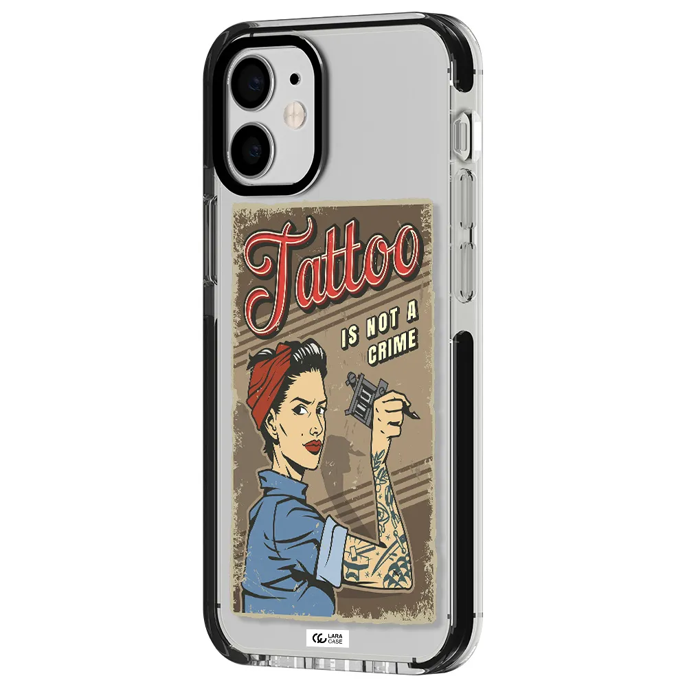 a woman with tattoo on her arm Apple iPhone 12 mini impact black border Case