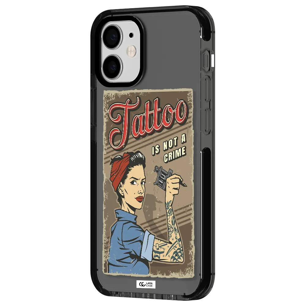 a woman with tattoo on her arm Apple iPhone 12 mini impact Smoke Black Case