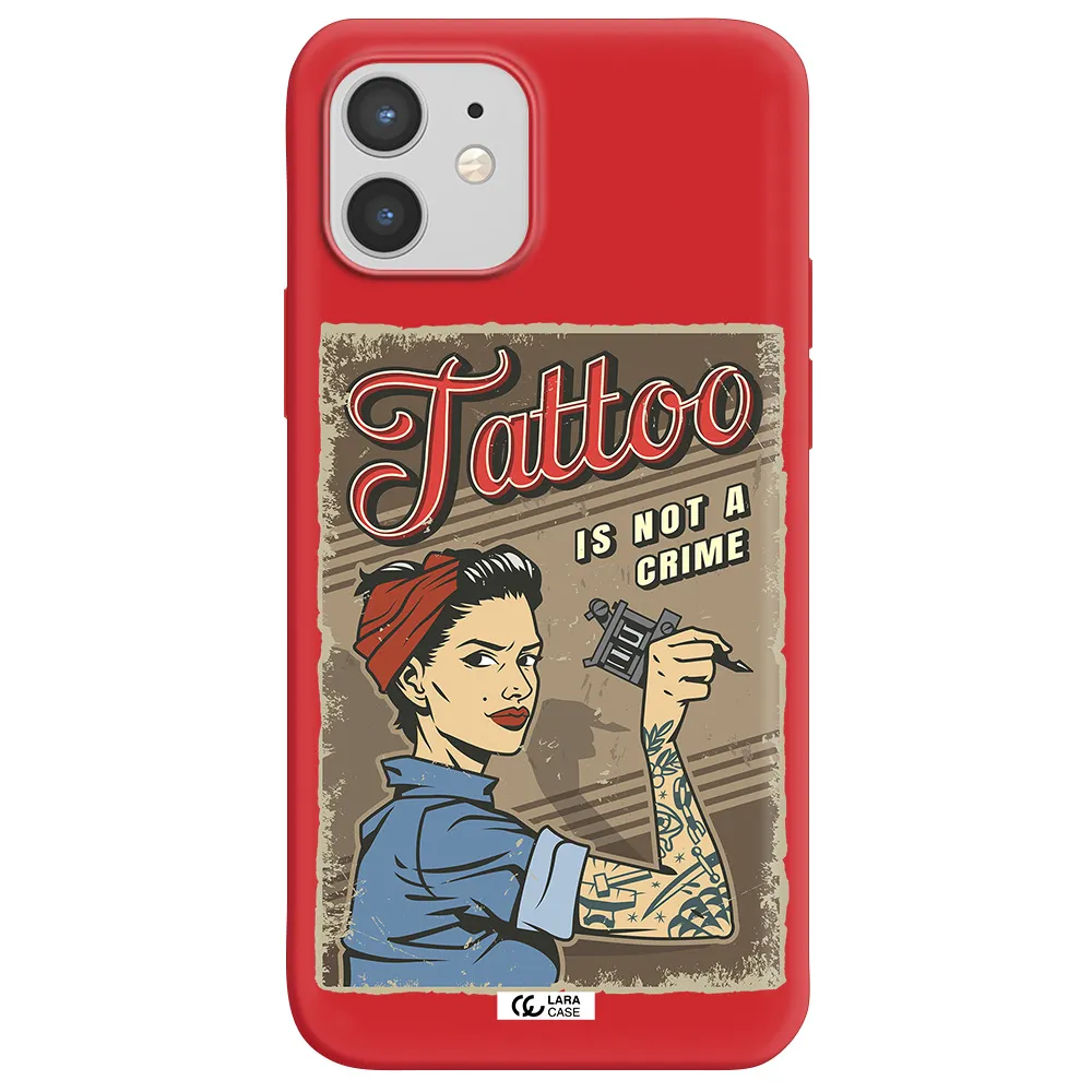a woman with tattoo on her arm Apple iPhone 12 mini Silicone Imperial Red Case