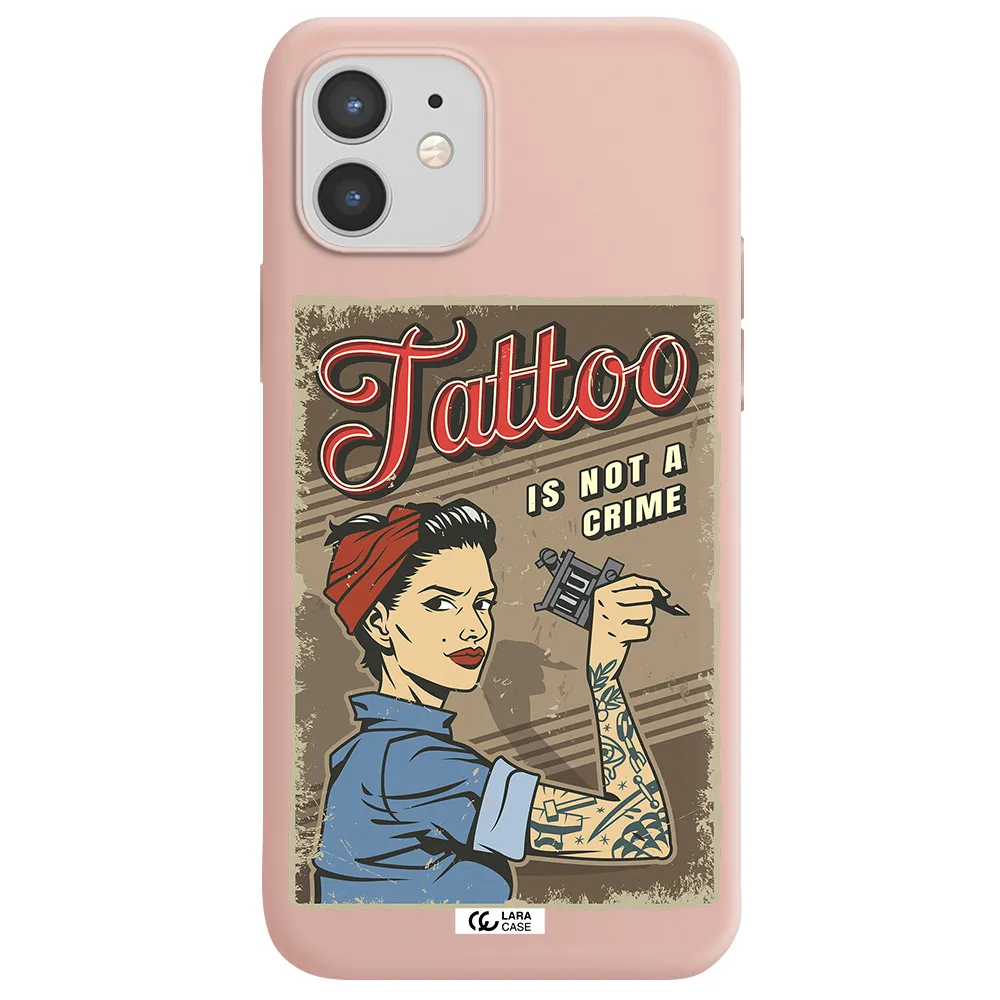 a woman with tattoo on her arm Apple iPhone 12 mini Silicone pastel pink Case
