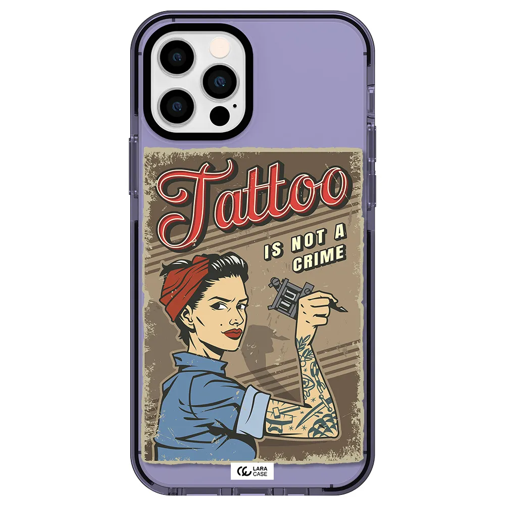 a woman with tattoo on her arm Apple iPhone 12 pro impact Lilac Case