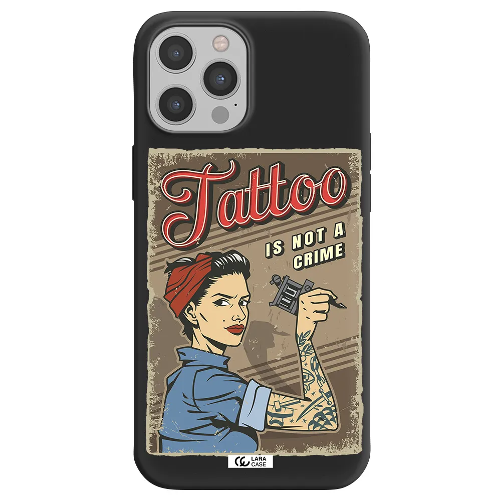 a woman with tattoo on her arm Apple iPhone 12 pro max Silicone black Case