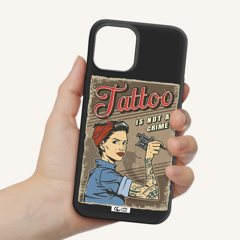 a woman with tattoo on her arm Apple iPhone 12 pro max Silicone black Case