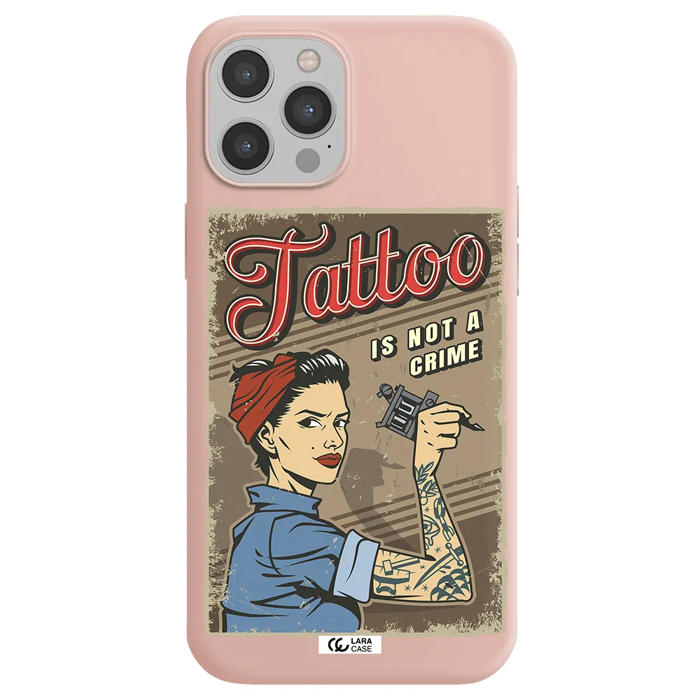 a woman with tattoo on her arm Apple iPhone 12 pro max Silicone pastel pink Case