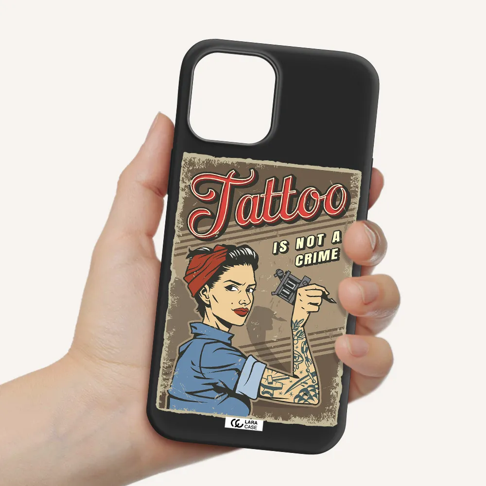 a woman with tattoo on her arm Apple iPhone 12 pro Silicone black Case