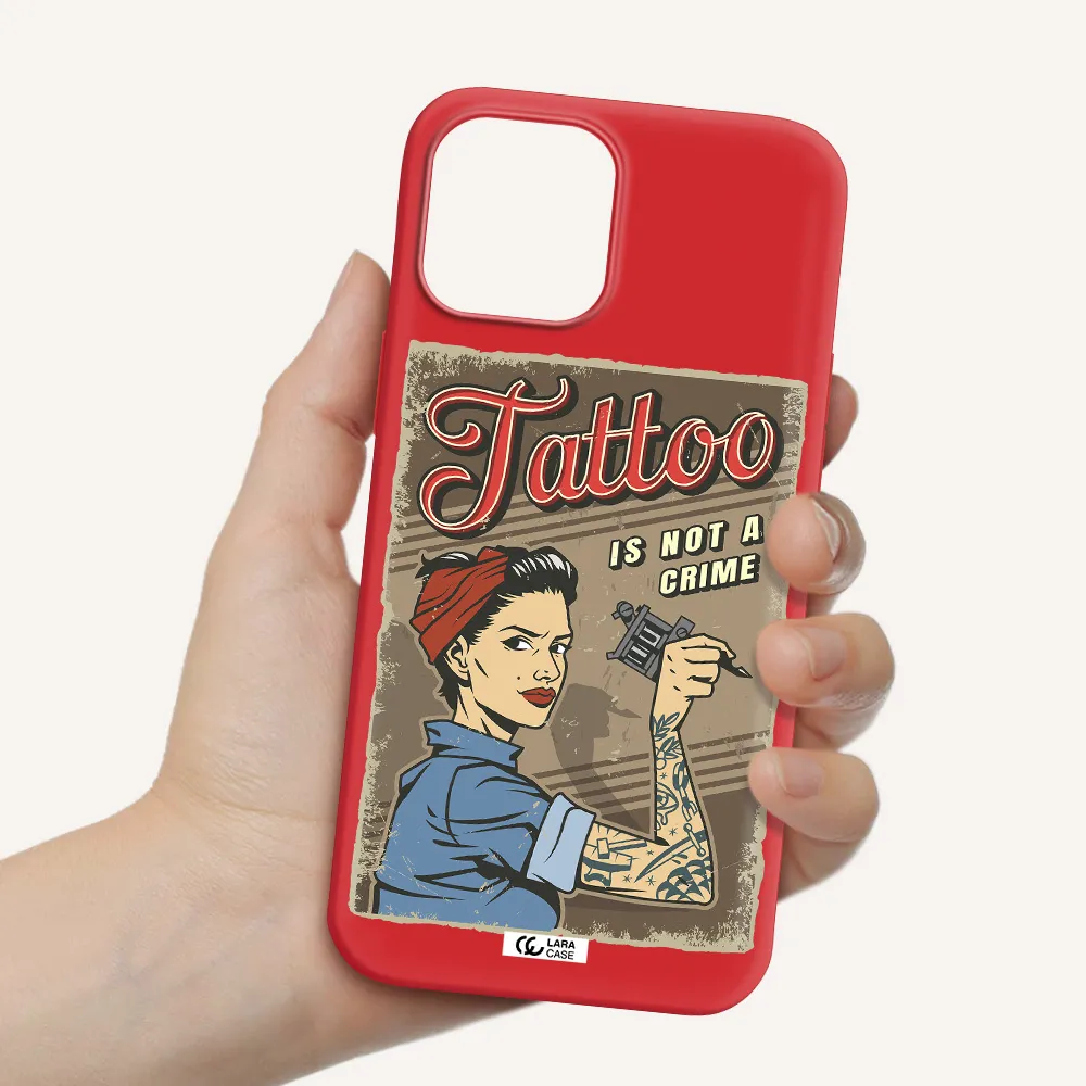 a woman with tattoo on her arm Apple iPhone 12 pro Silicone Imperial Red Case