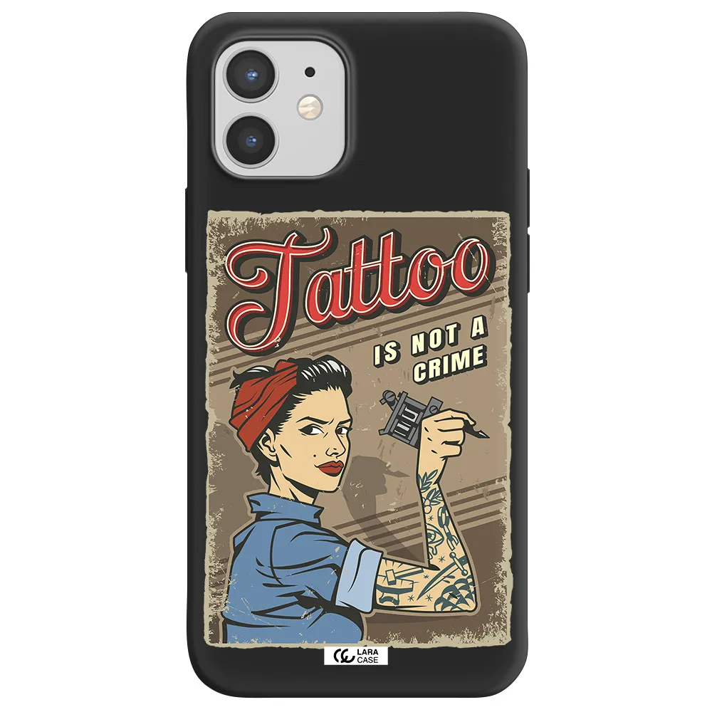 a woman with tattoo on her arm Apple iPhone 12 Silicone black Case