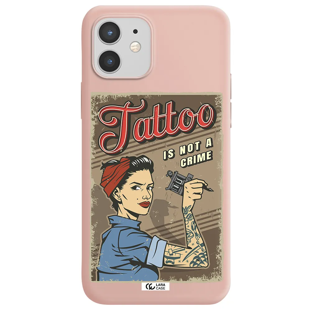 a woman with tattoo on her arm Apple iPhone 12 Silicone pastel pink Case