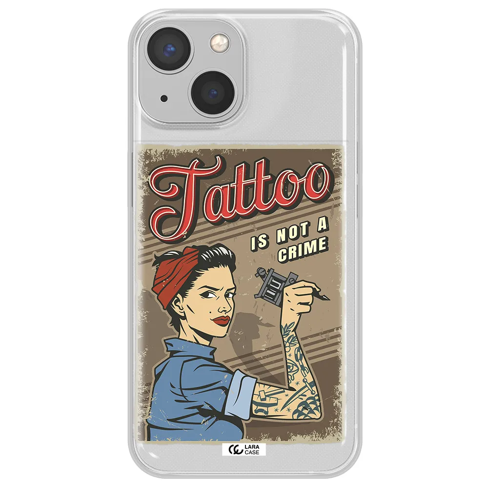 a woman with tattoo on her arm Apple iPhone 13 Clear TPU Case