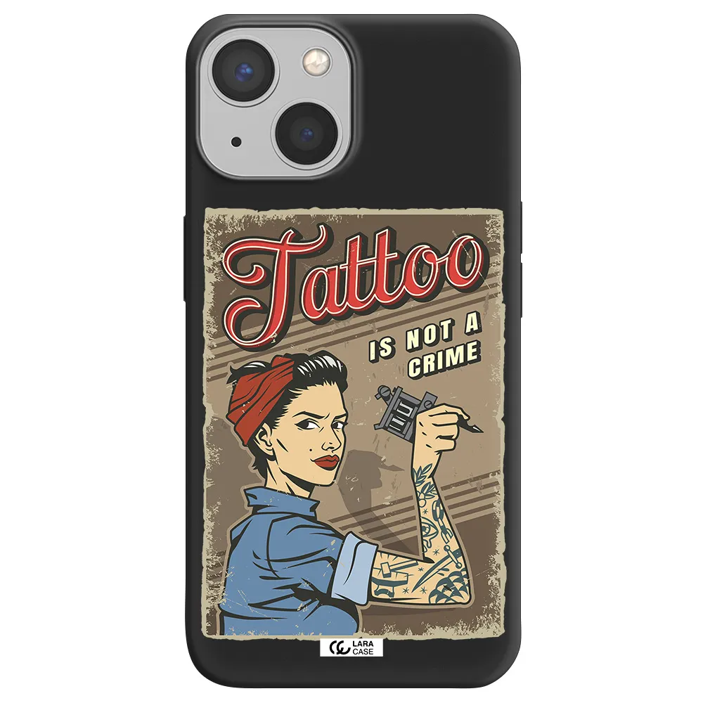 a woman with tattoo on her arm Apple iPhone 13 mini Silicone black Case