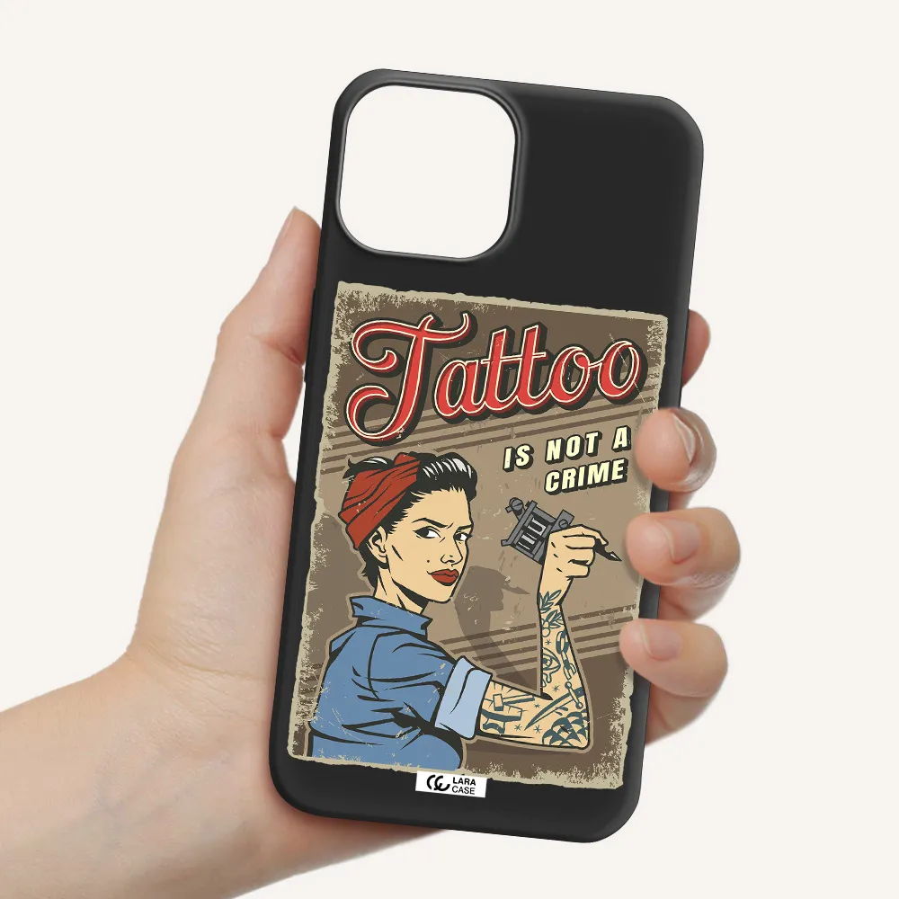 a woman with tattoo on her arm Apple iPhone 13 mini Silicone black Case