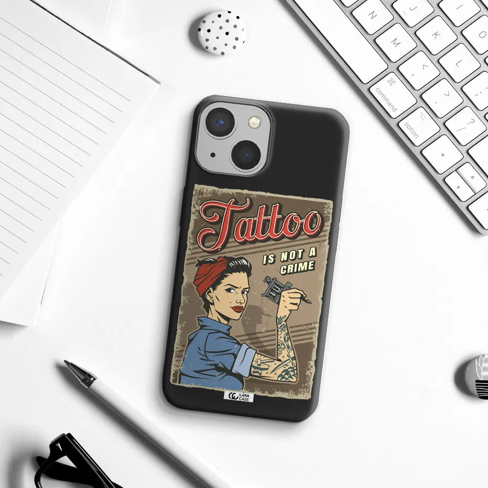 a woman with tattoo on her arm Apple iPhone 13 mini Silicone black Case