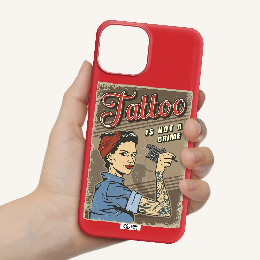 a woman with tattoo on her arm Apple iPhone 13 mini Silicone Imperial Red Case