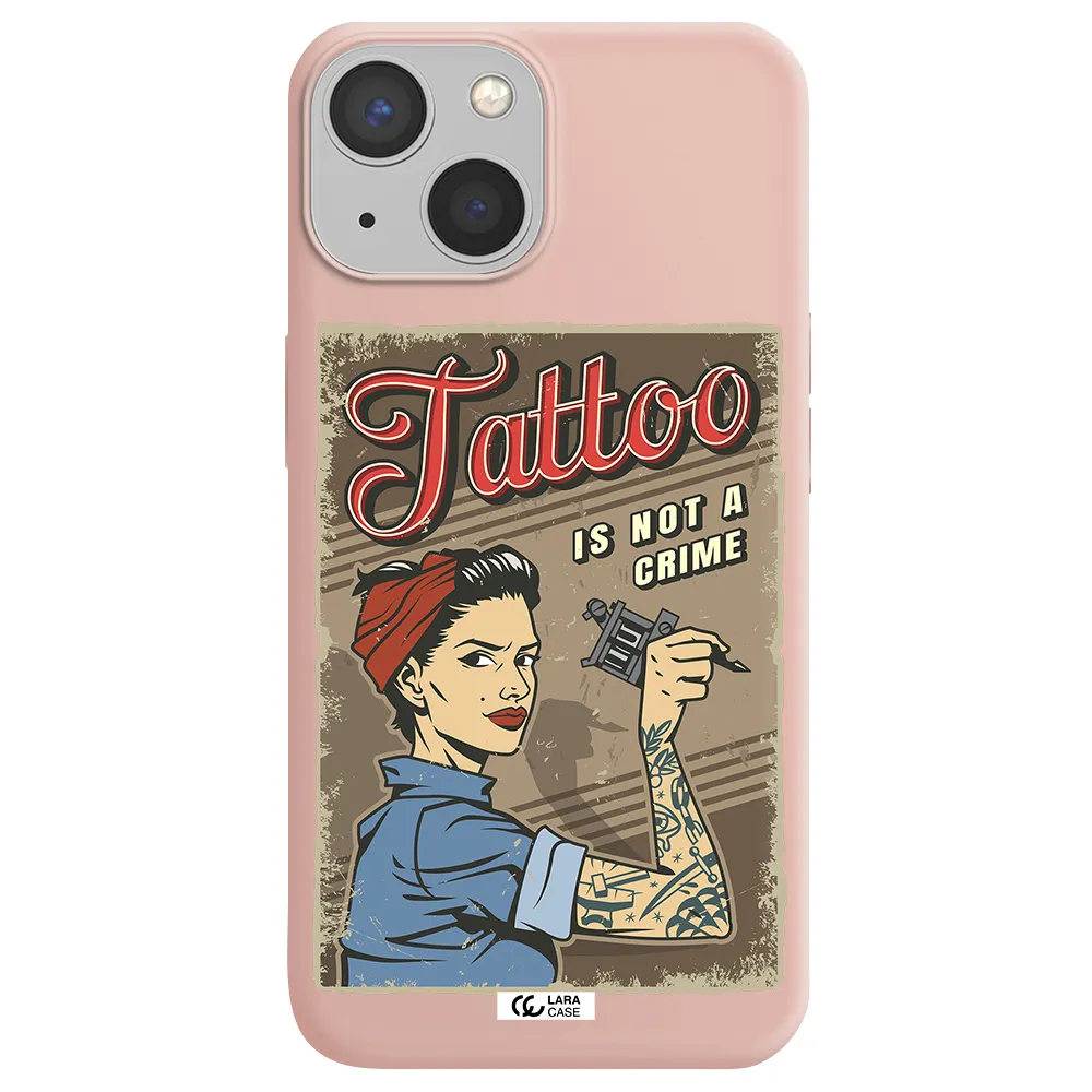 a woman with tattoo on her arm Apple iPhone 13 mini Silicone pastel pink Case