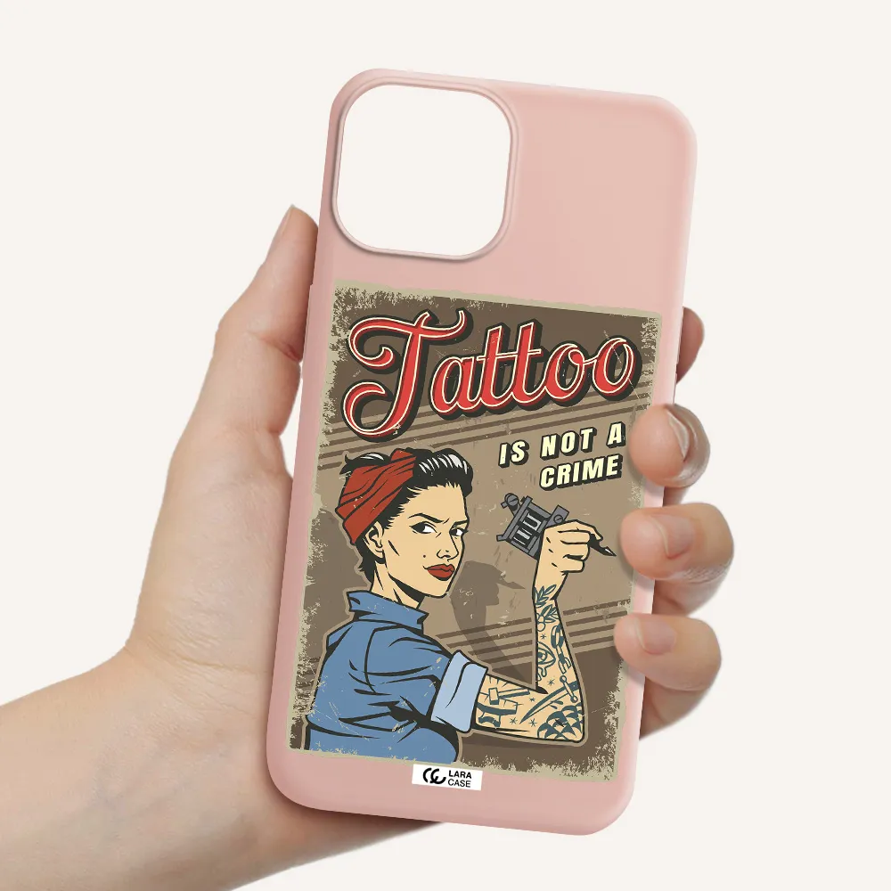 a woman with tattoo on her arm Apple iPhone 13 mini Silicone pastel pink Case