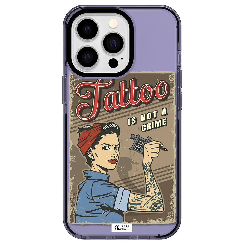 a woman with tattoo on her arm Apple iPhone 13 Pro impact Lilac Case