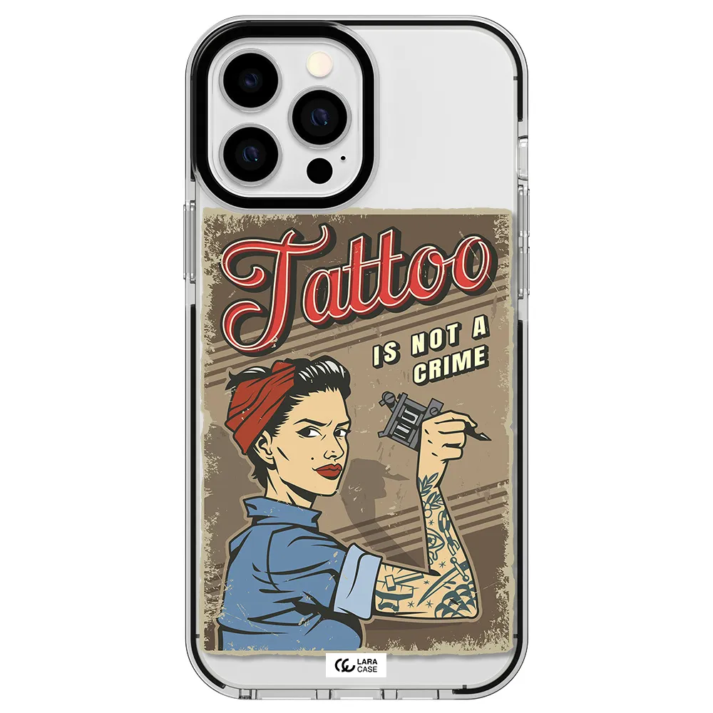 a woman with tattoo on her arm Apple iPhone 13 Pro Max impact black border Case