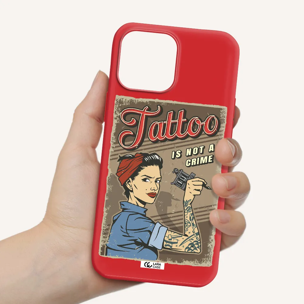 a woman with tattoo on her arm Apple iPhone 13 Pro Max Silicone Imperial Red Case
