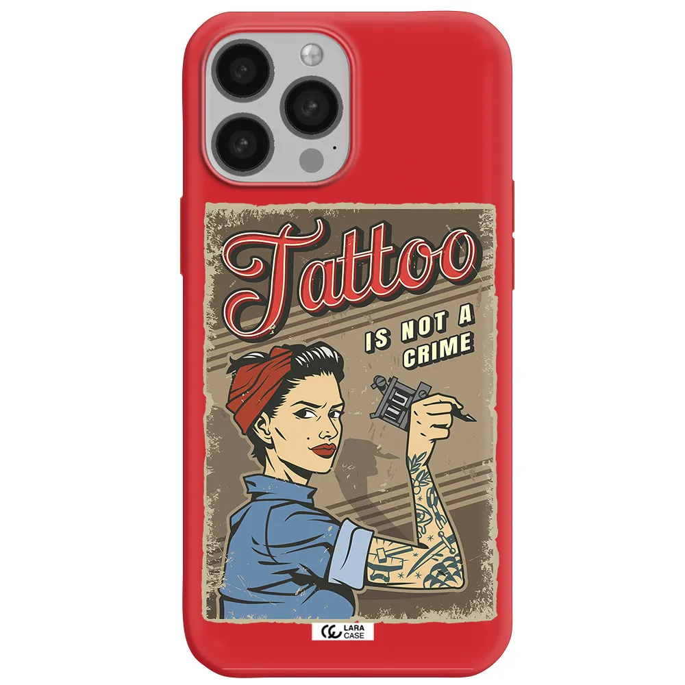 a woman with tattoo on her arm Apple iPhone 13 Pro Silicone Imperial Red Case