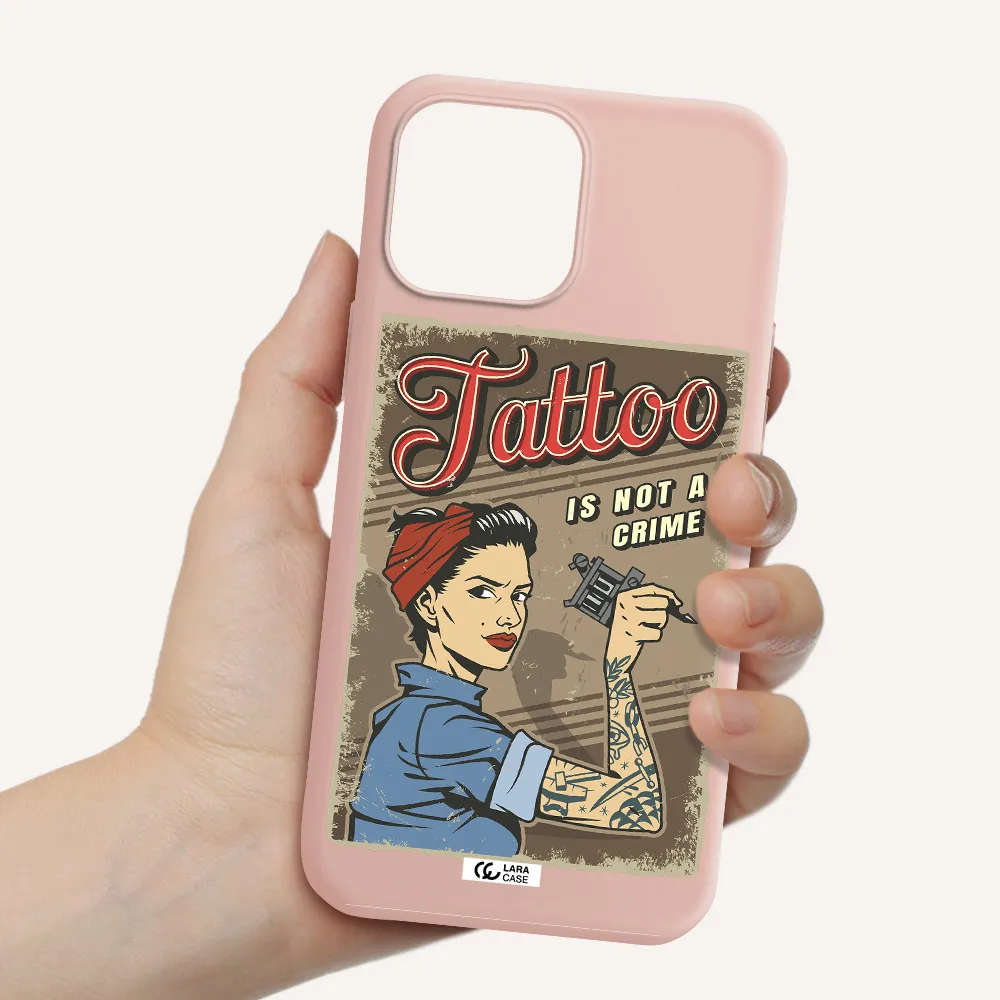 a woman with tattoo on her arm Apple iPhone 13 Pro Silicone pastel pink Case