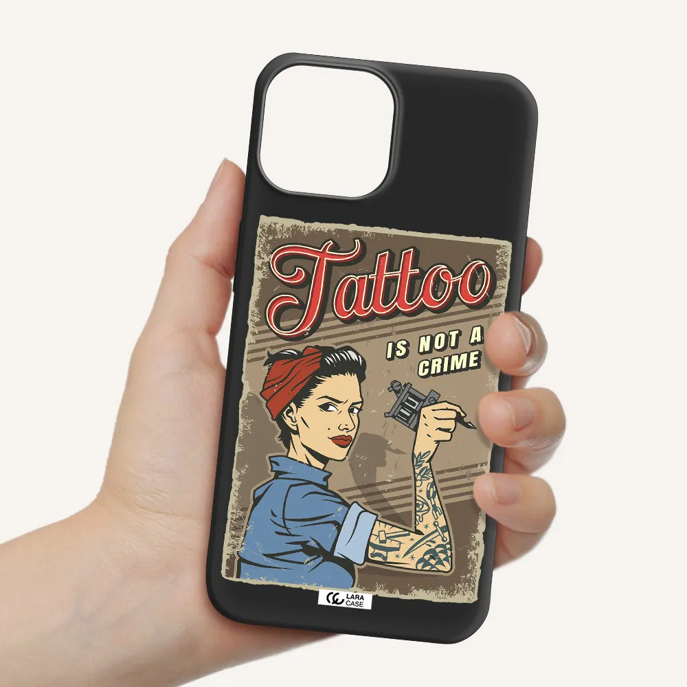 a woman with tattoo on her arm Apple iPhone 13 Silicone black Case