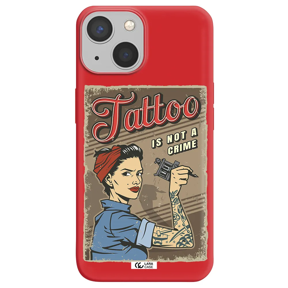 a woman with tattoo on her arm Apple iPhone 13 Silicone Imperial Red Case