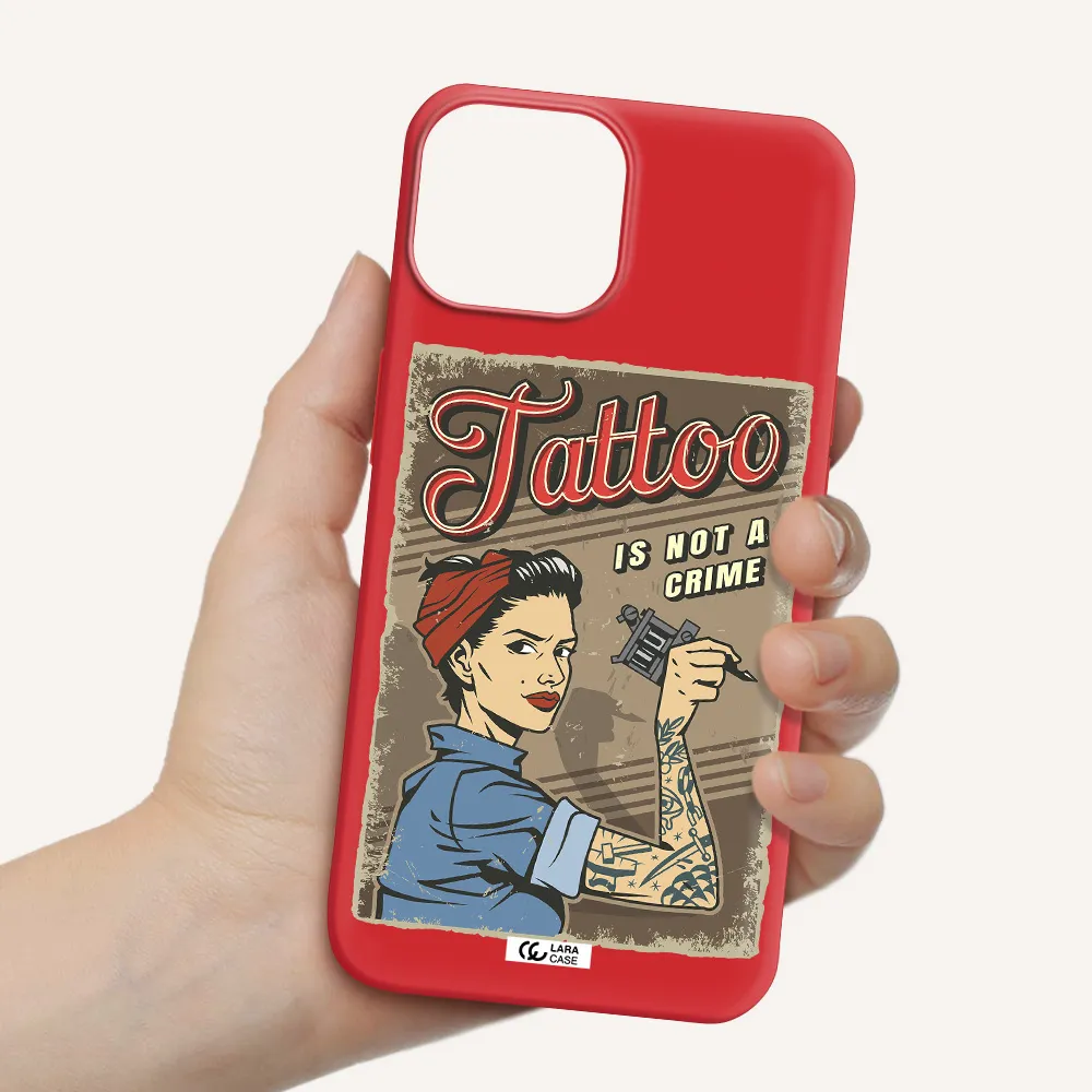 a woman with tattoo on her arm Apple iPhone 13 Silicone Imperial Red Case