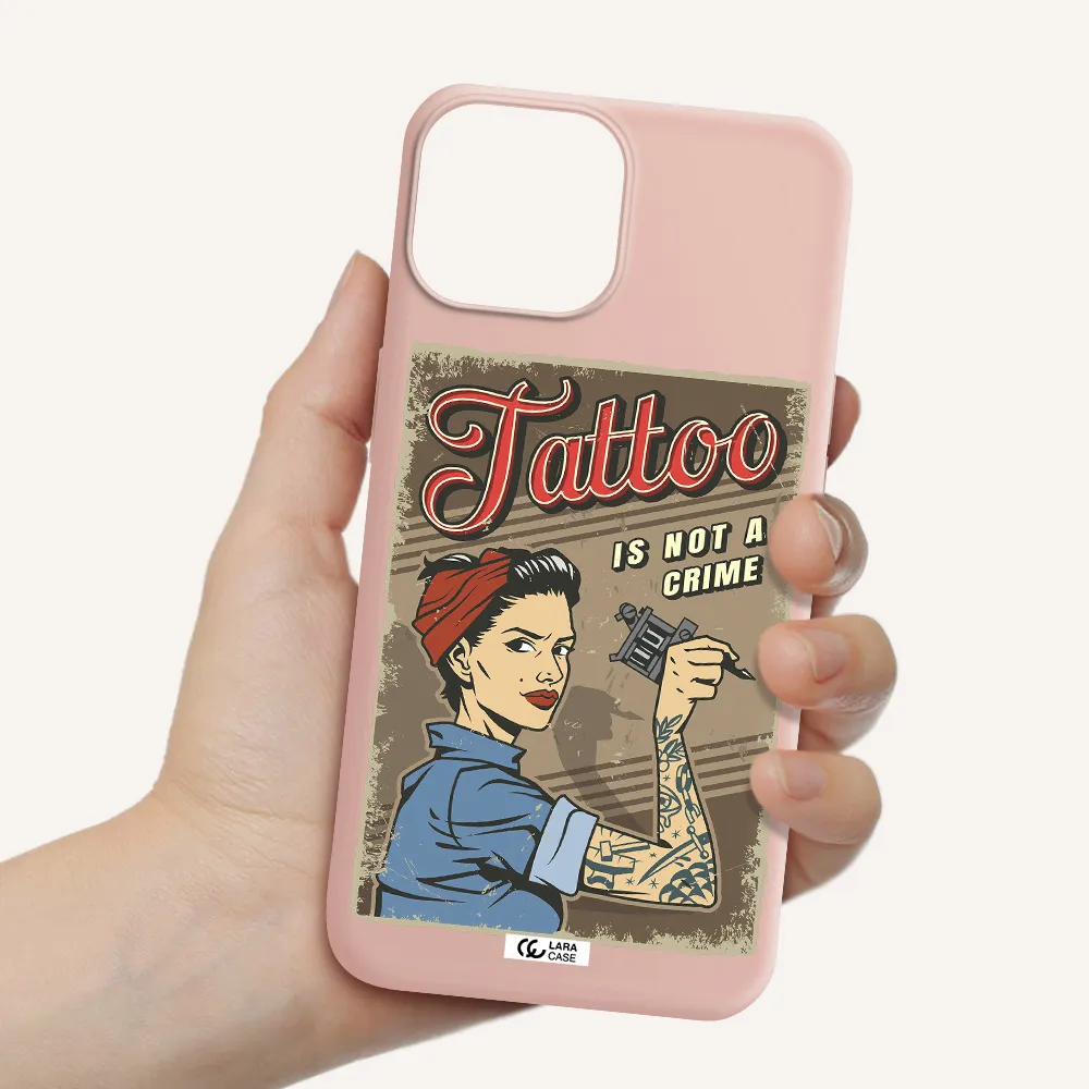 a woman with tattoo on her arm Apple iPhone 13 Silicone pastel pink Case